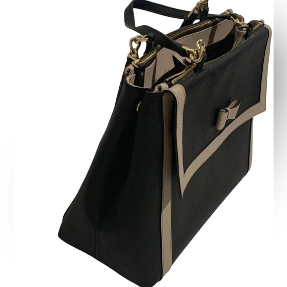 Kate Spade Hazel Court Mason Lacey Black and Gray Bow Handbag Tote Bag - Picture 6 of 12